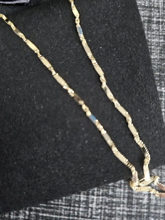 NIB 14K Solid Yellow 1mm Singapore Bar Chain 20" - Picture 1 of 14